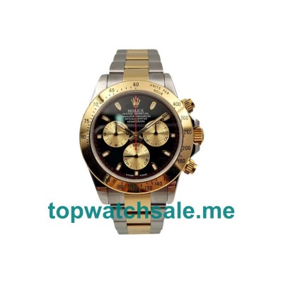 UK Perfect Replica Rolex Cosmograph Daytona 116503 JF Stainless Steel & Yellow Gold Black & Champagne Dial Swiss Valjoux  7750 Watches