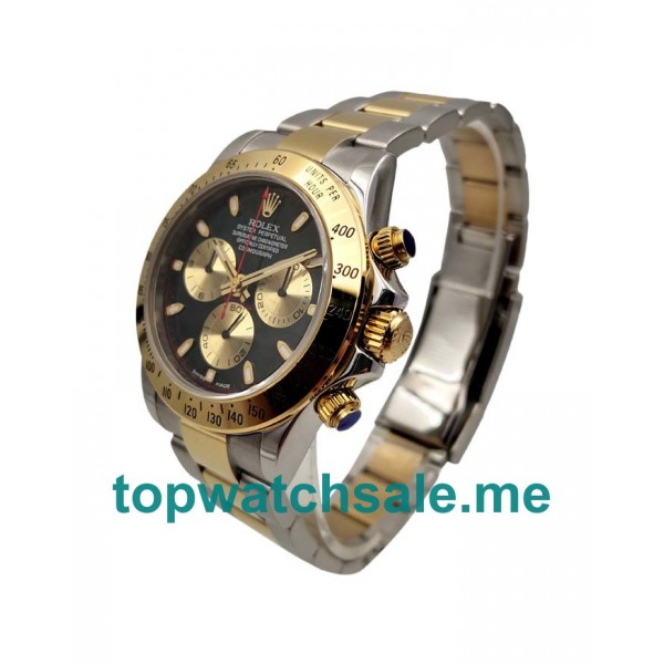 UK Perfect Replica Rolex Cosmograph Daytona 116503 JF Stainless Steel & Yellow Gold Black & Champagne Dial Swiss Valjoux  7750 Watches