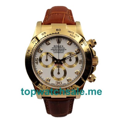 UK Perfect Replica Rolex Cosmograph Daytona 116508 JH Yellow Gold White Dial Swiss Valjoux 7750 Movement