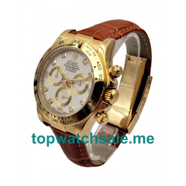 UK Perfect Replica Rolex Cosmograph Daytona 116508 JH Yellow Gold White Dial Swiss Valjoux 7750 Movement