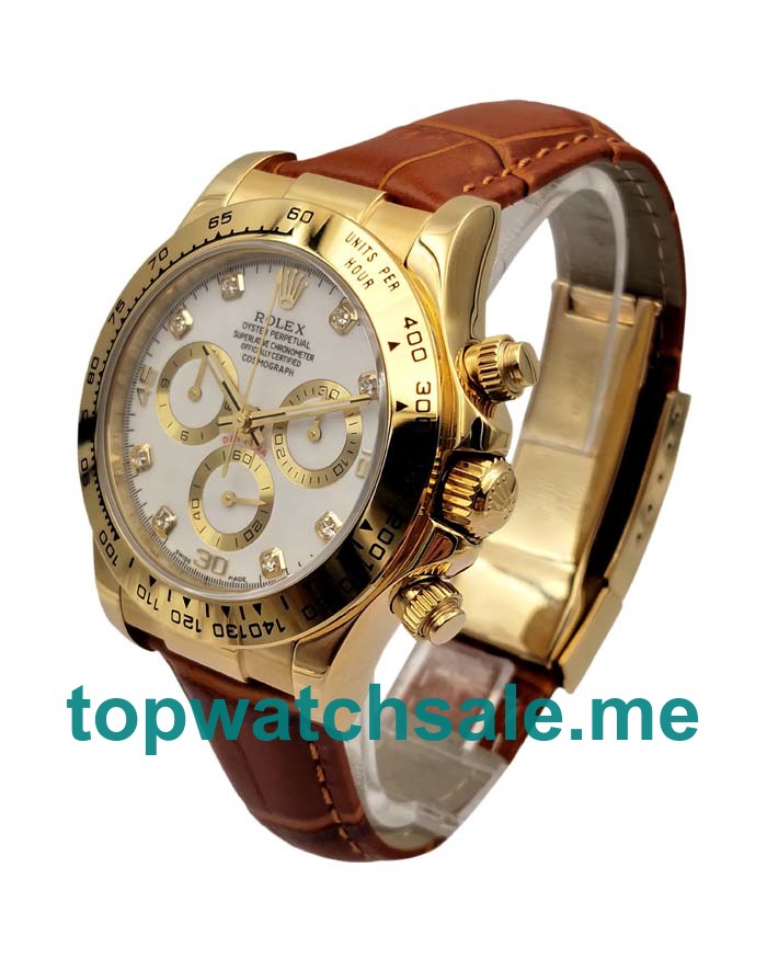 UK Perfect Replica Rolex Cosmograph Daytona 116508 JH Yellow Gold White Dial Swiss Valjoux 7750 Movement