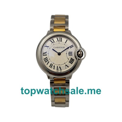 UK 33MM Silver Dials Cartier Ballon Bleu W2BB0002 Replica Watches