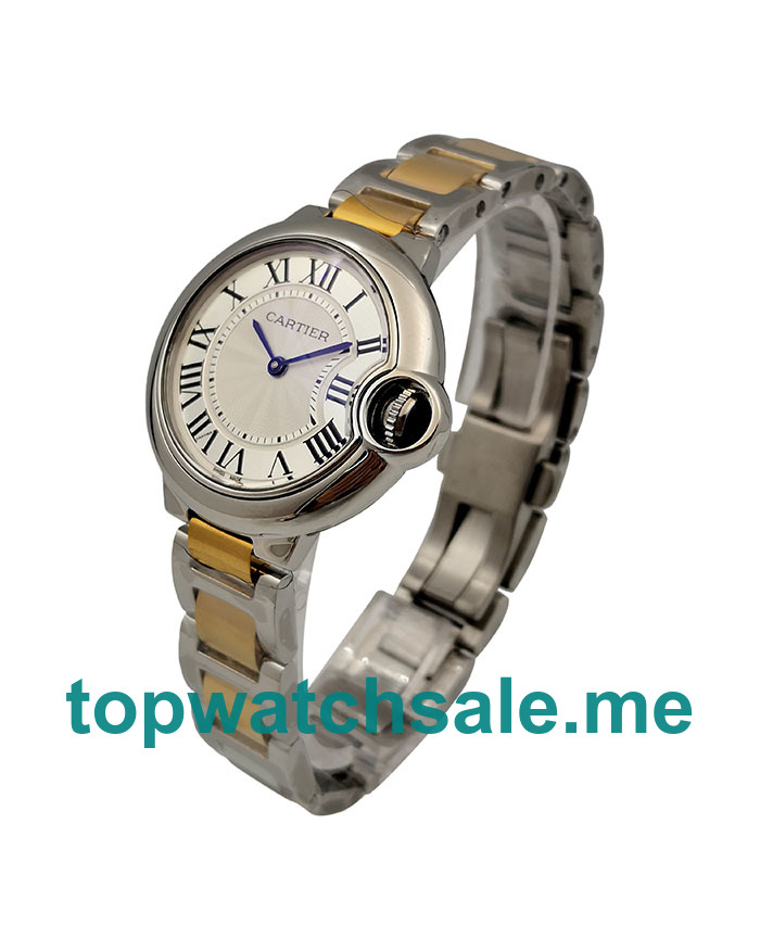 UK 33MM Silver Dials Cartier Ballon Bleu W2BB0002 Replica Watches