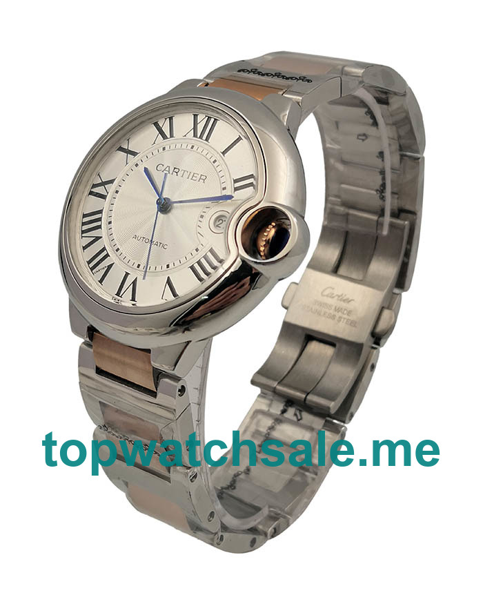 UK 42MM Silver Dials Cartier Ballon Bleu W69009Z3 Replica Watches