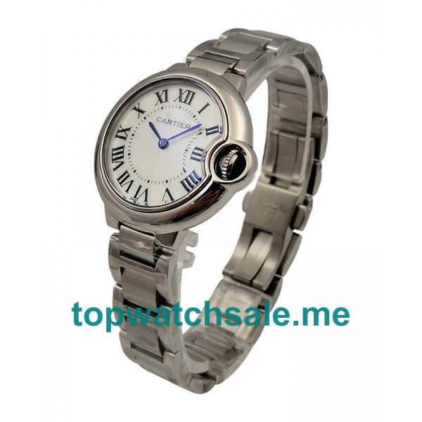 UK 33MM White Dials Cartier Ballon Bleu WSBB0045 Replica Watches