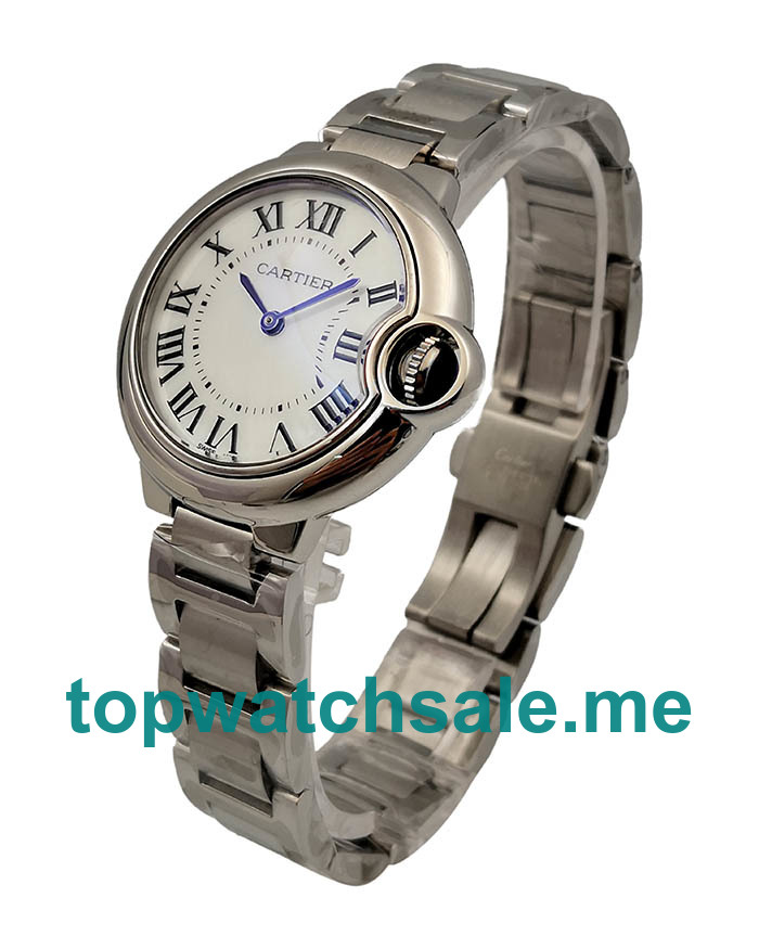 UK 33MM White Dials Cartier Ballon Bleu WSBB0045 Replica Watches