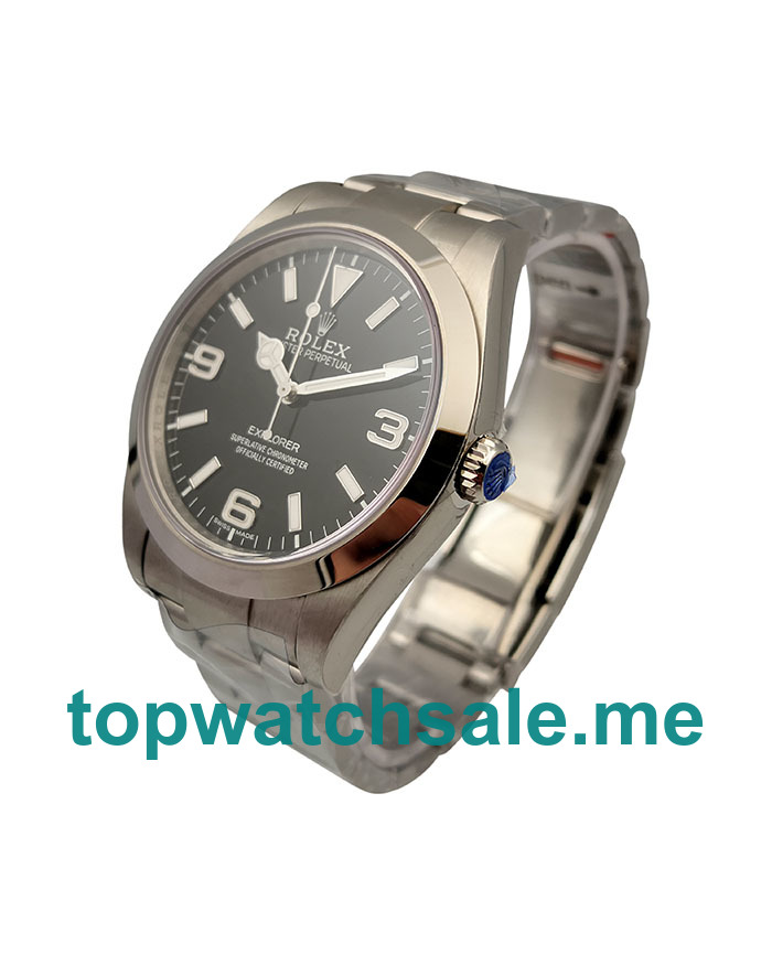 UK 39 MM Best Quality Rolex Explorer 214270 Replica Watches With Black Dials For Sale