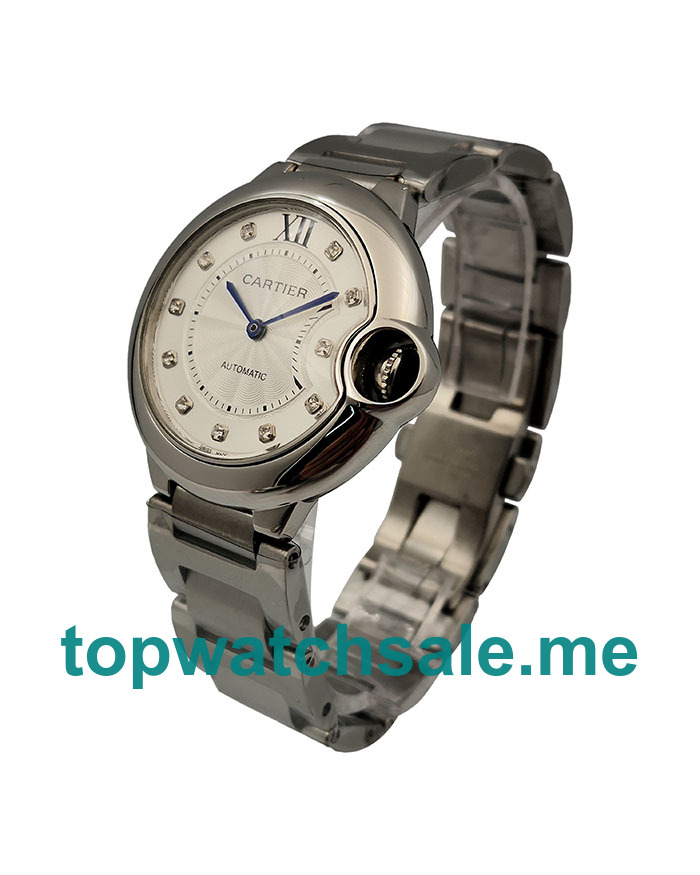 UK 36MM Silver Dials Cartier Ballon Bleu WE902074 Replica Watches