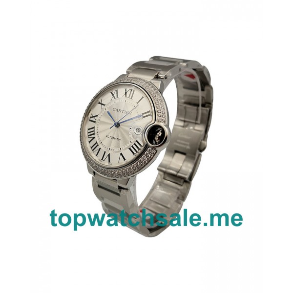 UK 42MM Silver Dials Cartier Ballon Bleu WE902035 Replica Watches