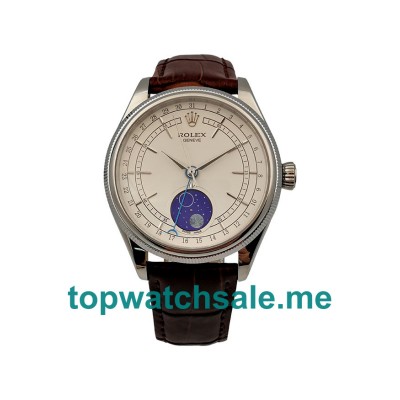 UK 39MM White Steel Rolex Cellini 50535 Replica Watches