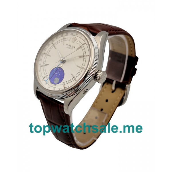 UK 39MM White Steel Rolex Cellini 50535 Replica Watches