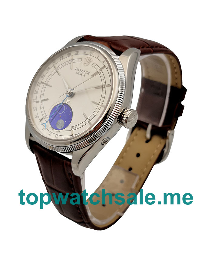 UK 39MM White Steel Rolex Cellini 50535 Replica Watches