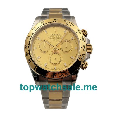 UK Perfect Replica Rolex Daytona Cosmograph 116503 3A 18K Yellow Gold Wrapped & Stainless Steel 904L Champagne Dial Swiss 7750 Run 6@SEC