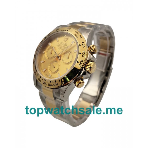 UK Perfect Replica Rolex Daytona Cosmograph 116503 3A 18K Yellow Gold Wrapped & Stainless Steel 904L Champagne Dial Swiss 7750 Run 6@SEC