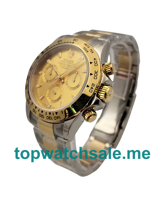 UK Perfect Replica Rolex Daytona Cosmograph 116503 3A 18K Yellow Gold Wrapped & Stainless Steel 904L Champagne Dial Swiss 7750 Run 6@SEC