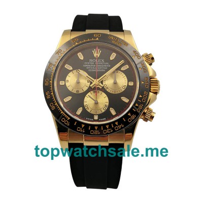 UK Swiss Movement Replica Rolex Daytona Cosmograph 116518LN JH Yellow Gold Black Dial Swiss 4130 Run 6@SEC