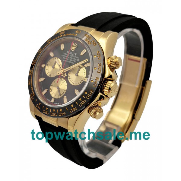 UK Swiss Movement Replica Rolex Daytona Cosmograph 116518LN JH Yellow Gold Black Dial Swiss 4130 Run 6@SEC