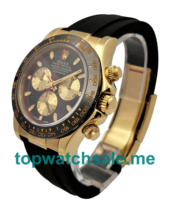 UK Swiss Movement Replica Rolex Daytona Cosmograph 116518LN JH Yellow Gold Black Dial Swiss 4130 Run 6@SEC