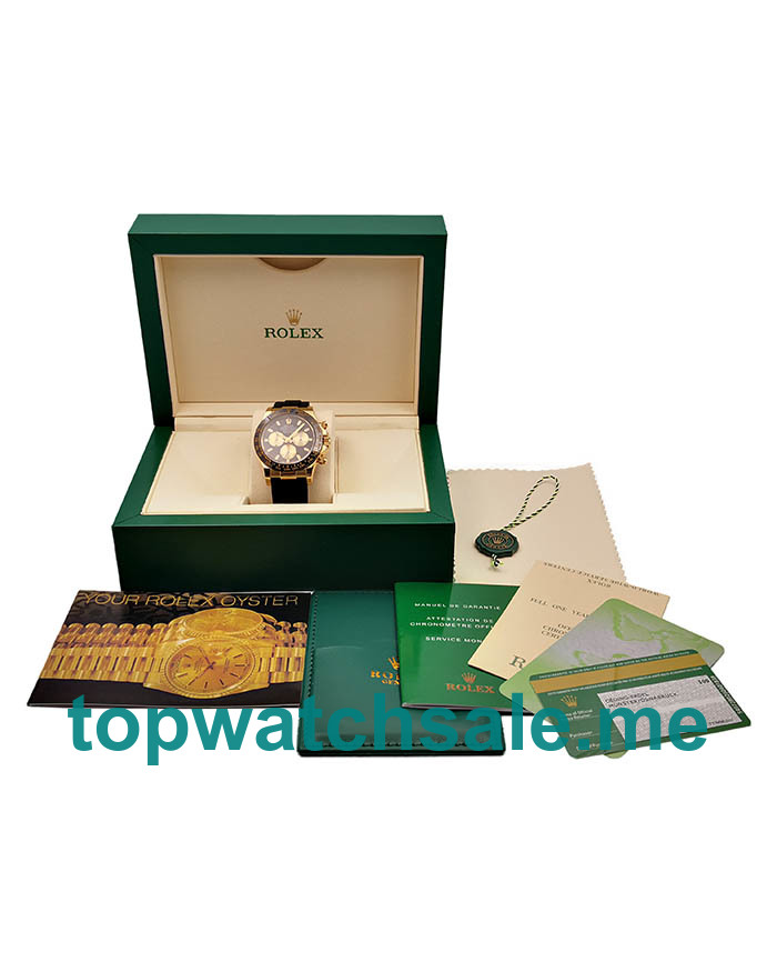 UK Swiss Movement Replica Rolex Daytona Cosmograph 116518LN JH Yellow Gold Black Dial Swiss 4130 Run 6@SEC