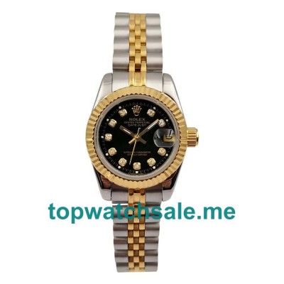 UK 26MM Black Dials Rolex Lady-Datejust 69173 Replica Watches