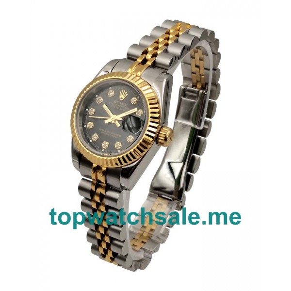 UK 26MM Black Dials Rolex Lady-Datejust 69173 Replica Watches