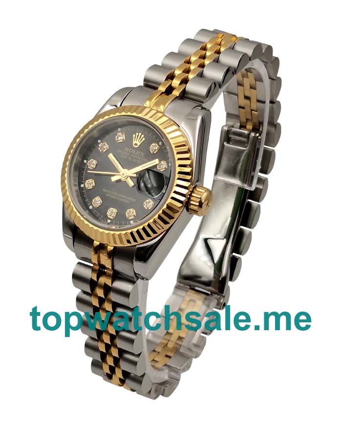 UK 26MM Black Dials Rolex Lady-Datejust 69173 Replica Watches