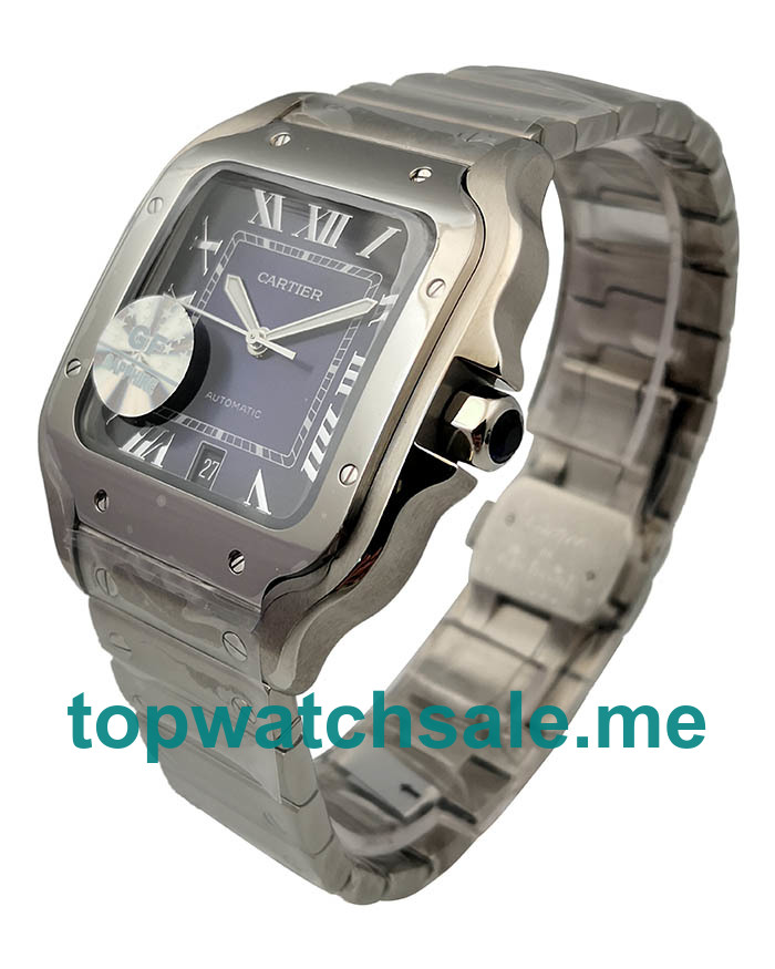UK 37.5 MM Cartier Santos WSSA0013 Replica Watches With Blue Dials Men Replica Watches