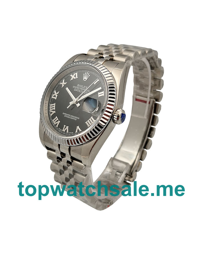 UK 36 MM Rolex Datejust 116234 Fake Watches With Black Dials For Sale