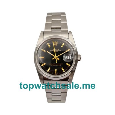 UK 34MM Black Dials Rolex Oyster Perpetual Date 115200 Replica Watches