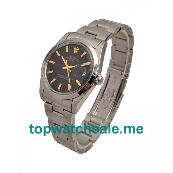 UK 34MM Black Dials Rolex Oyster Perpetual Date 115200 Replica Watches