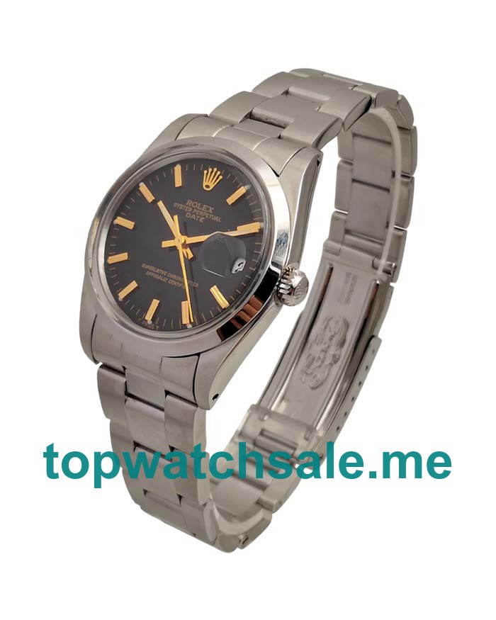 UK 34MM Black Dials Rolex Oyster Perpetual Date 115200 Replica Watches