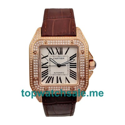 UK Swiss Movement Cartier Santos WM502151 Replica Watches With White Dials For Men