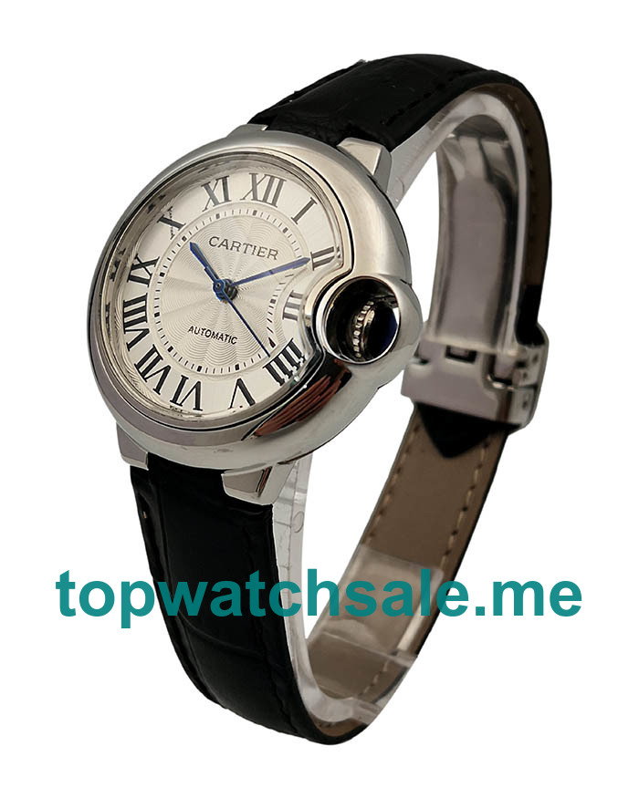 UK 33MM Silver Dials Cartier Ballon Bleu W6920085 Replica Watches