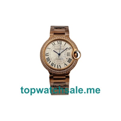 UK 36.5MM Silver Dials Cartier Ballon Bleu WE9005Z3 Replica Watches