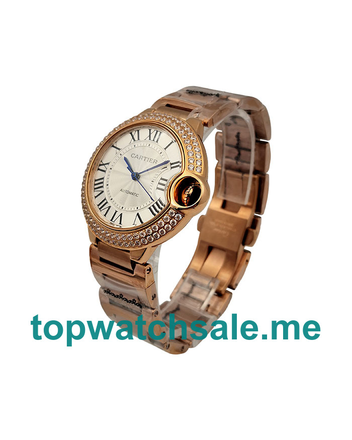 UK 36.5MM Silver Dials Cartier Ballon Bleu WE9005Z3 Replica Watches