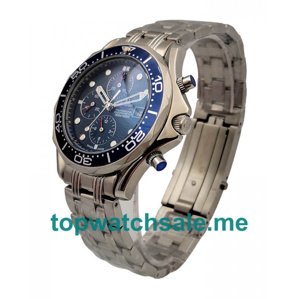 UK Best 1:1 Fake Omega Seamaster Chrono Diver 2225.80.00 With Blue Dials For Men