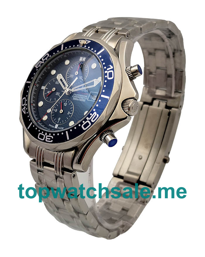 UK Best 1:1 Fake Omega Seamaster Chrono Diver 2225.80.00 With Blue Dials For Men