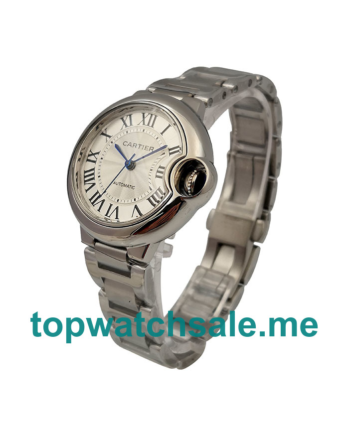 UK 33MM Silver Dials Cartier Ballon Bleu W6920071 Replica Watches