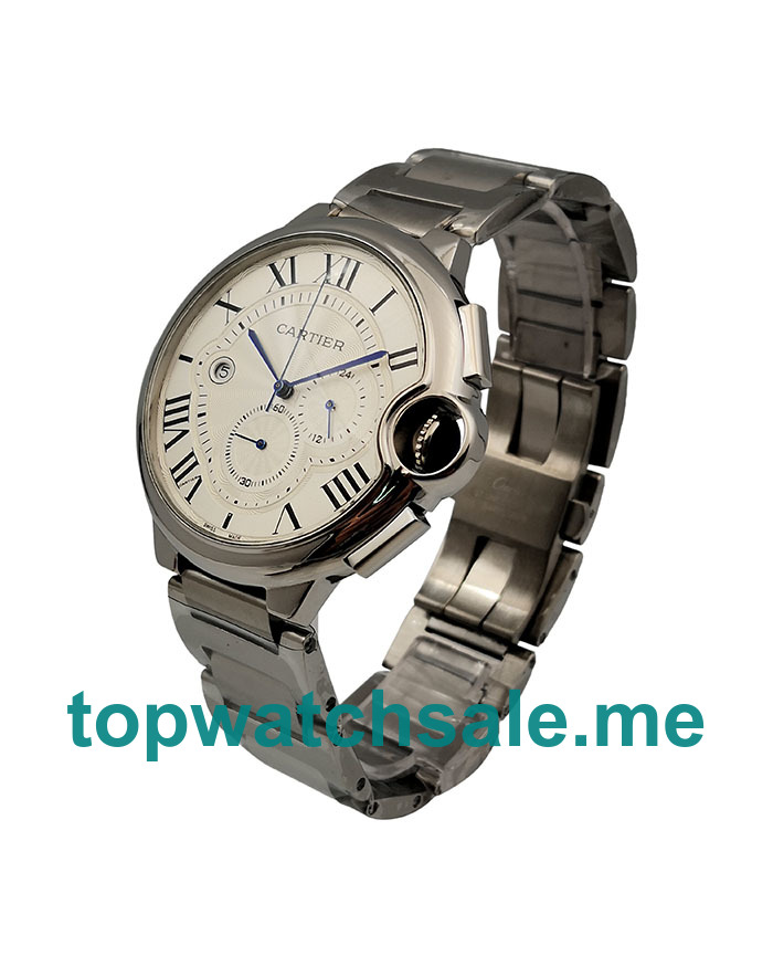 UK 44MM Silver Dials Cartier Ballon Bleu W6920002 Replica Watches