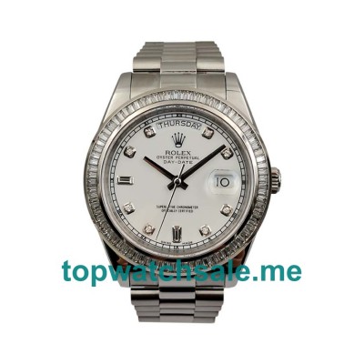 UK Swiss Made Rolex Day-Date 118346 Replica Watches With White Dials For Sale 