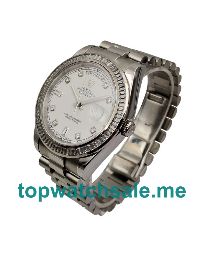 UK Swiss Made Rolex Day-Date 118346 Replica Watches With White Dials For Sale 