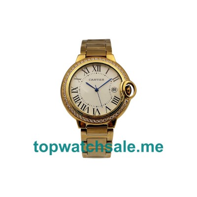 UK 36MM Gold Replica Cartier Ballon Bleu WJBB0007 Watches