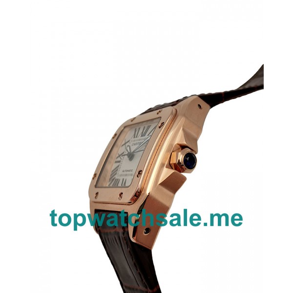 UK Best 34 MM Cartier Santos 100 W20108Y1 Replica Watches Silver Dials For Women