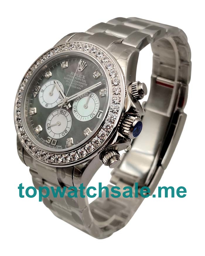 UK AAA Quality Rolex Daytona 116519 Replica Watches With Black Mother-Of-Pearl Dials Online