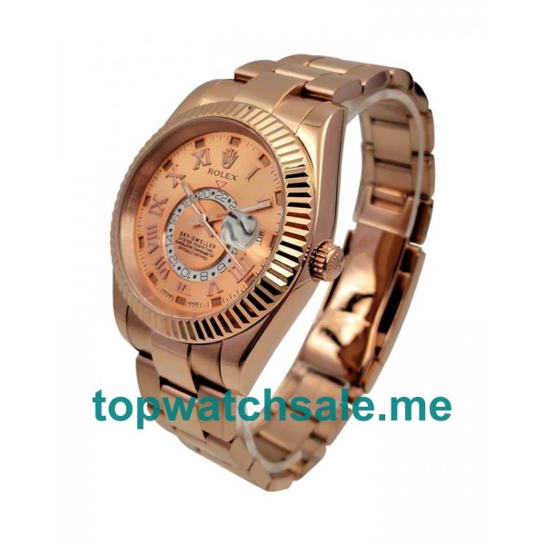 UK 40.5MM Champagne Dials Rolex Sky-Dweller 326935 Replica Watches