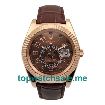 UK Best Quality Rolex Sky-Dweller 326135 Fake Watches With Brown Dials For Sale