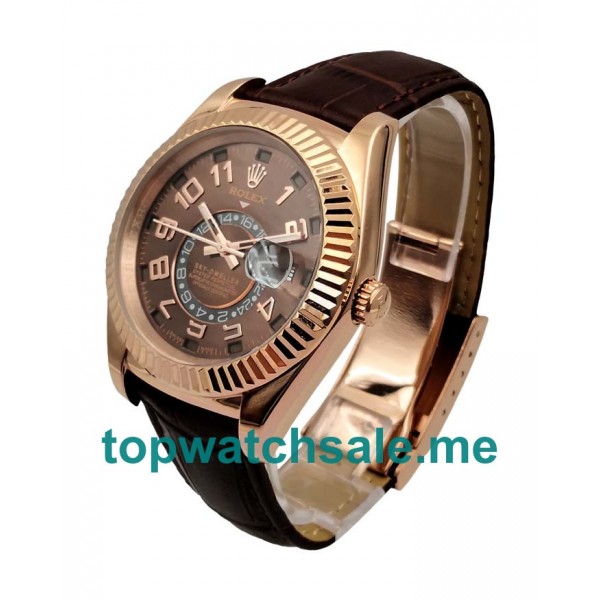 UK Best Quality Rolex Sky-Dweller 326135 Fake Watches With Brown Dials For Sale