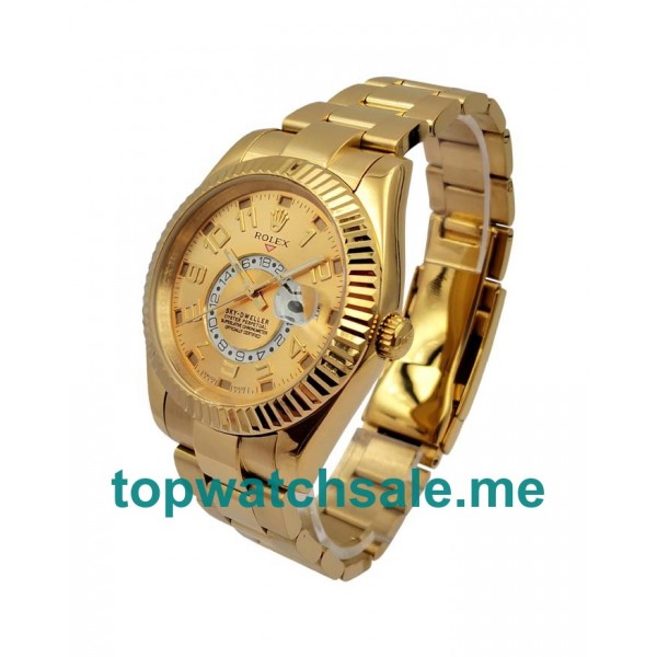UK 42MM Champagne Dials Rolex Sky-Dweller 326938 Replica Watches