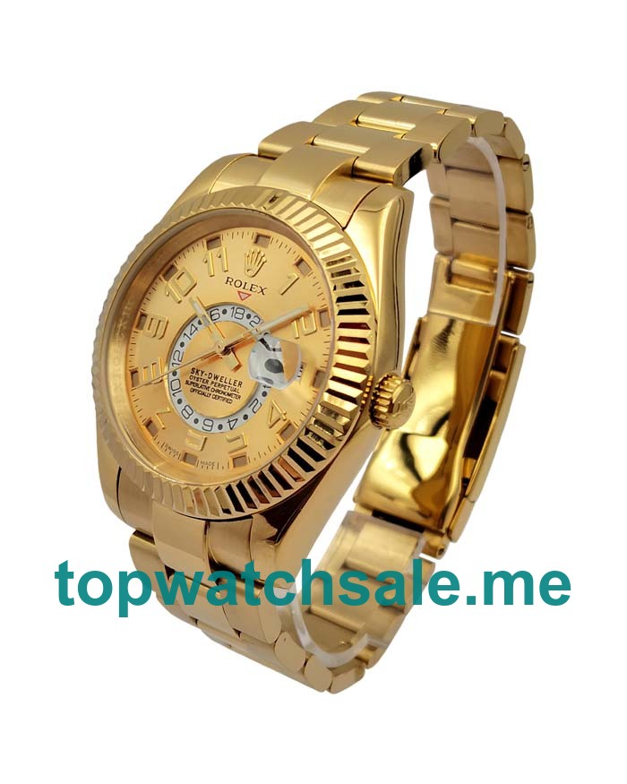 UK 42MM Champagne Dials Rolex Sky-Dweller 326938 Replica Watches
