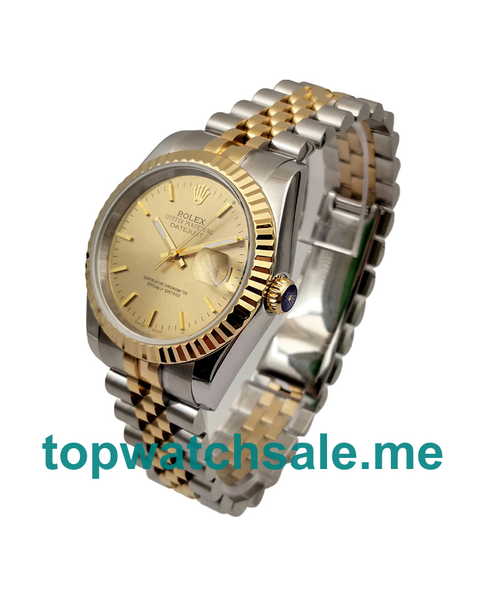 UK 36MM Champagne Dials Rolex Datejust 16233 Replica Watches